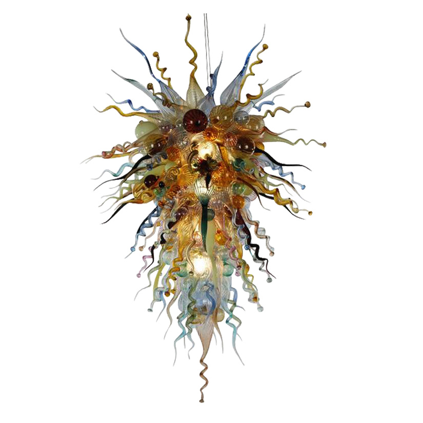 European Hand Blown Glass Chandeliers Lamp LED Hanging Pendant Lamps Suspension Hotel Dining Room Kitchen Fixture-image-699941163