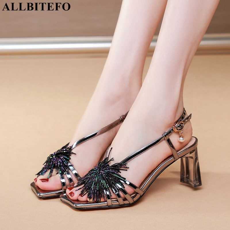 

ALLBITEFO Size 34-42 Tassels Design Transparent Heel Women Heels Sandals Summer Shoes Fashion Party Girls Shoes Sandals 210611, Black