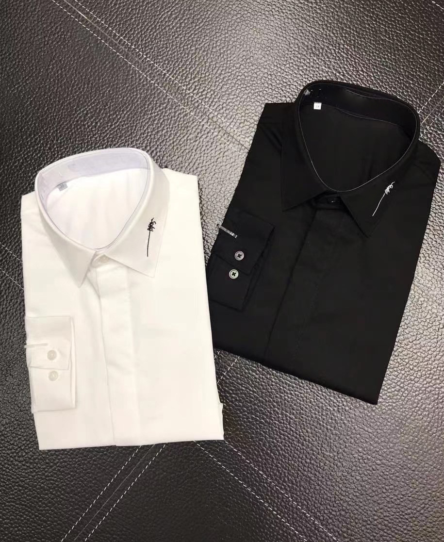 

Mens Designer Shirts Brand Clothing Men Long Sleeve Dress Shirt Hip Hop Style High Quality Cotton 2021New Arrival 138, Black