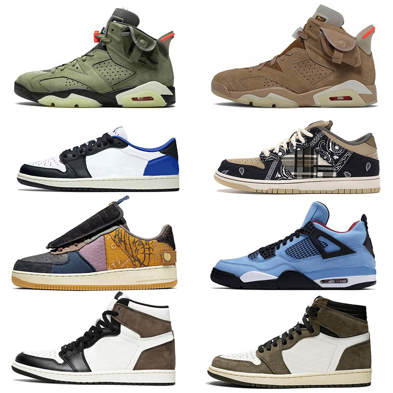 

2021 Newest Basketball Shoes Cactus Jack Fragment PlayStation British Khaki Trainers Low Sports Sneakers Men Women High Og, 36-45 mocha