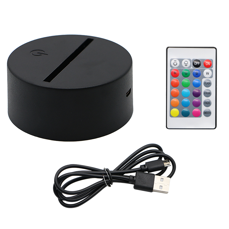 

LED Lamp Bases for 3D Acrylic Night Light ABS Black Lamp Touch Base with USB Cable and Remote Control