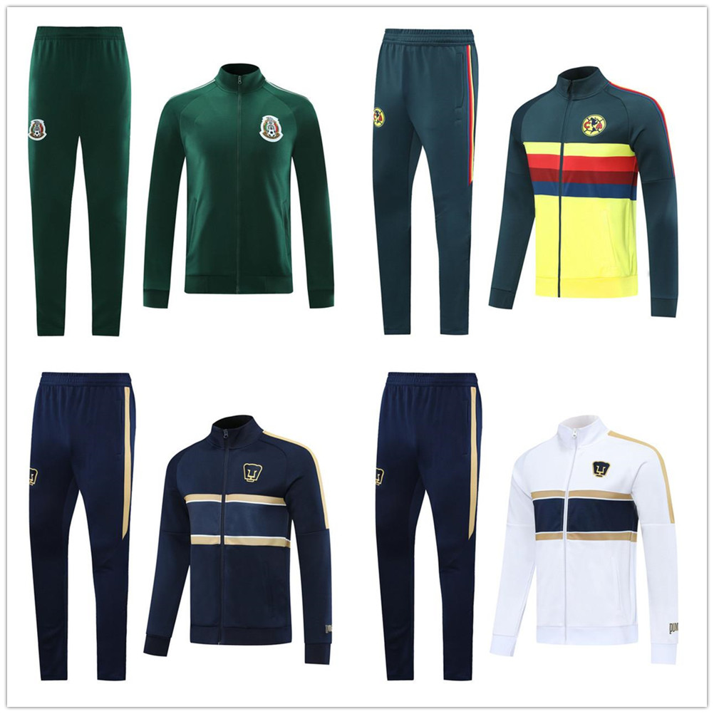 

Survetement 2021 Club America Mens Football Jacket Kit Training Suit 20 21 UNAM Soccer Tracksuit Mexico Club Chandal Jogging Pants, As pic