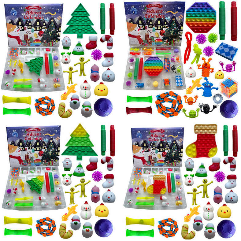 

24pcs Set Christmas Fidget Toy Xmas Countdown Calendar Blind Boxes Sensory Pack Advent Calendar Christmas Box ZZA3431