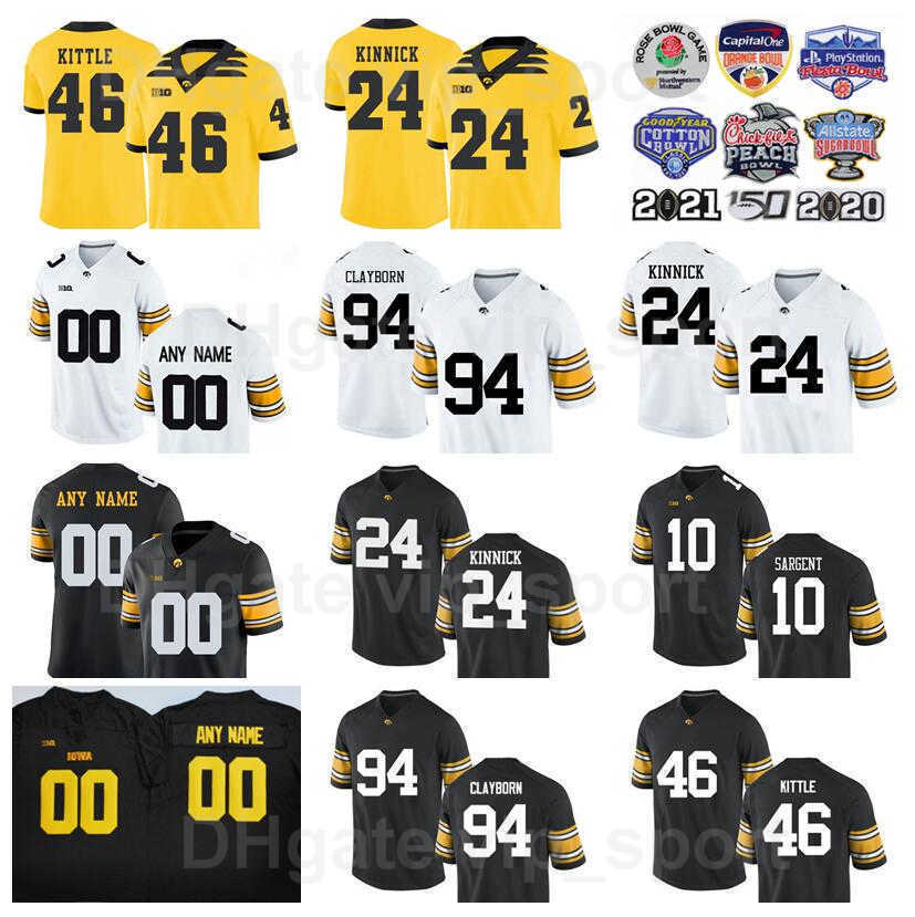 

NCAA College 46 George Kittle Jersey Iowa Hawkeyes Football 94 Adrian Clayborn 6 Tim Dwight 7 Brad Banks 10 Mekhi Sargent 24 Nile Kinnick, Black