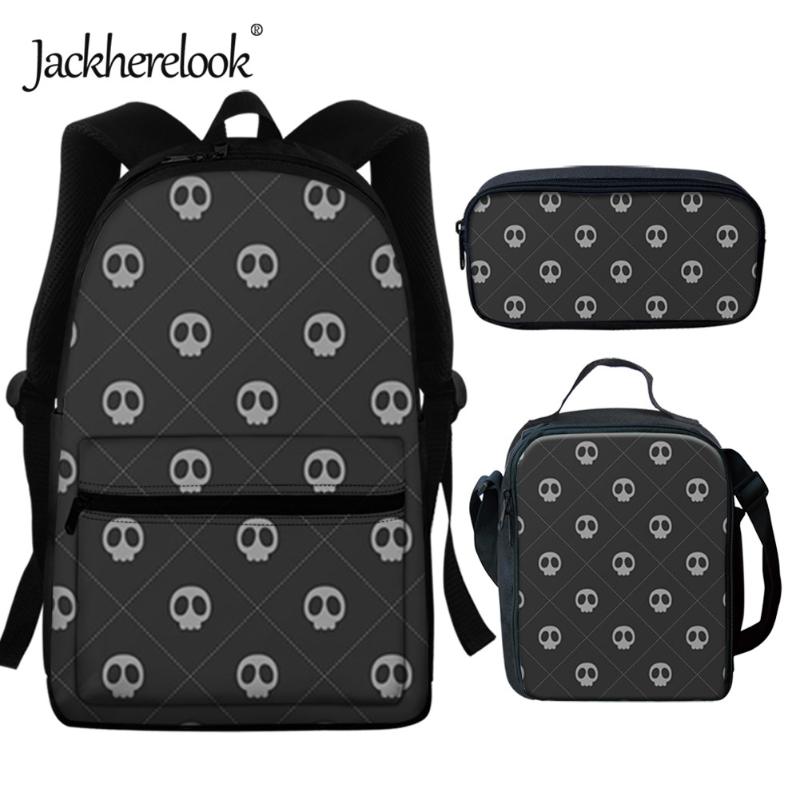 

Backpack Jackherelook Skull Print Schoolbag Junior Student Campus Backapck Durable School Bags 3pcs/Set Teenagers Satchel/Bookbag Mochila