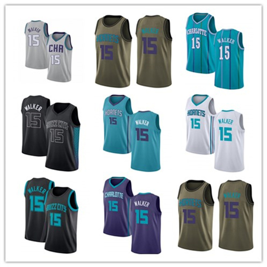 

2021 Kemba custom men women youth 15 Walker Charlotte Hornet basketball jerseys red Blue jersey leave number name, Black;red
