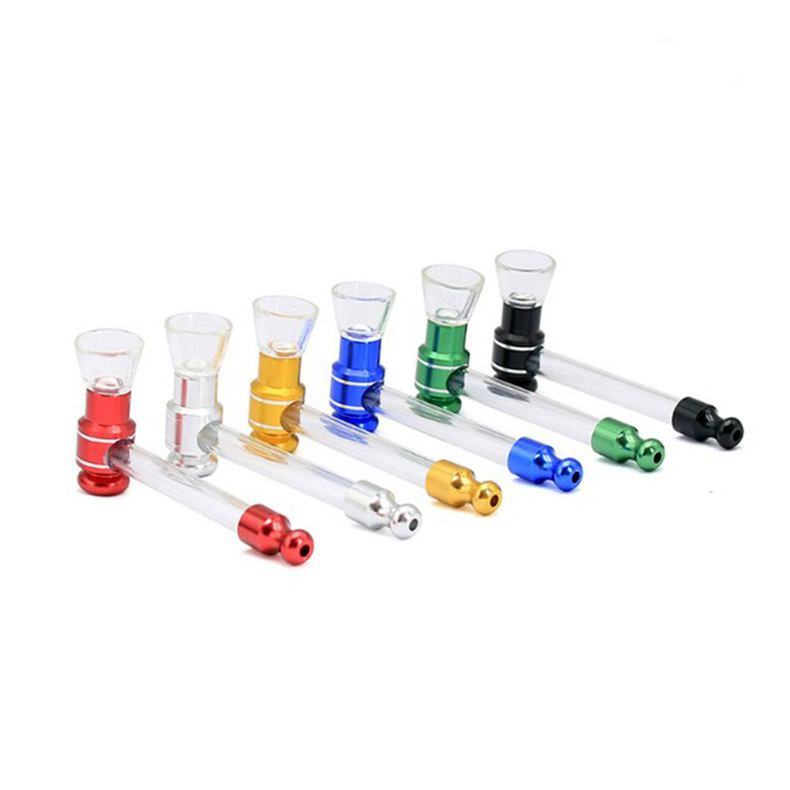 

Smoking pipes practical metal glass aluminum alloy pipe 108mm cigarette accessories