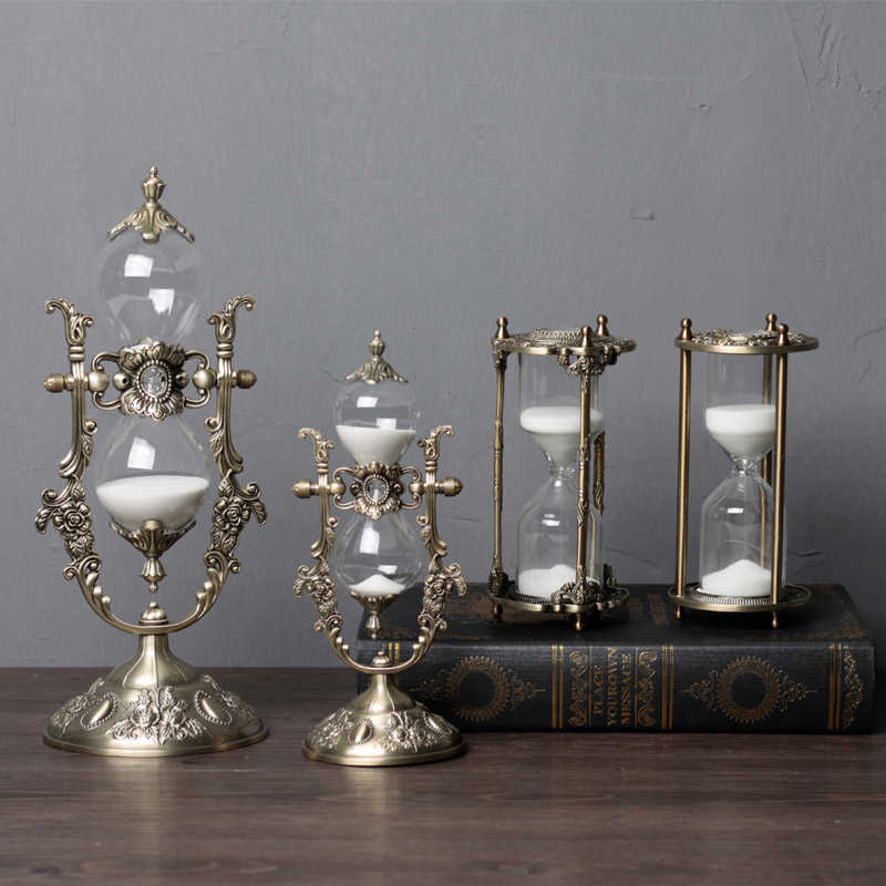 

Europe Hourglass Timer 15/30Min Clock Sand Metal+Glass Decorative Sand Hourglasses For Desk Decoration A06-3 H0922