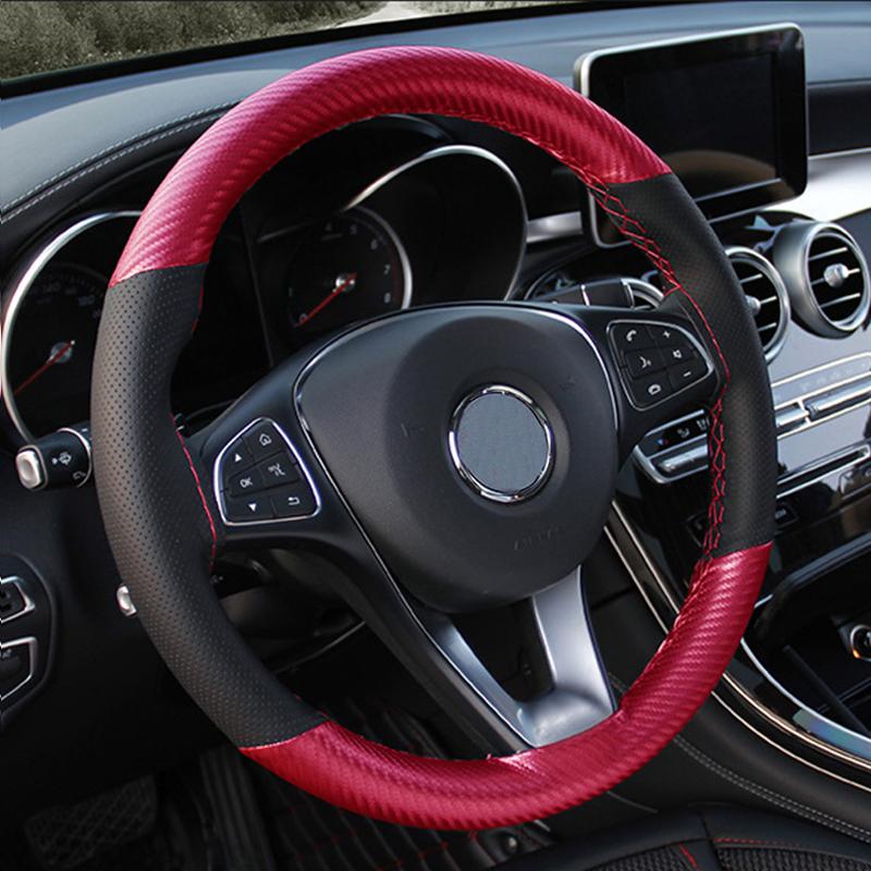 

Steering Wheel Covers Car Cover Super Fiber Carbon Wear-Resistant Auto Steering-Wheel Accessories