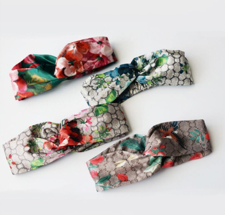 

Lady headband Lu#xury de@signer Elastic Headbands For Women classic chic real silk soft sil flower Hair bands Girl Retro Turban Headwraps 4 colors
