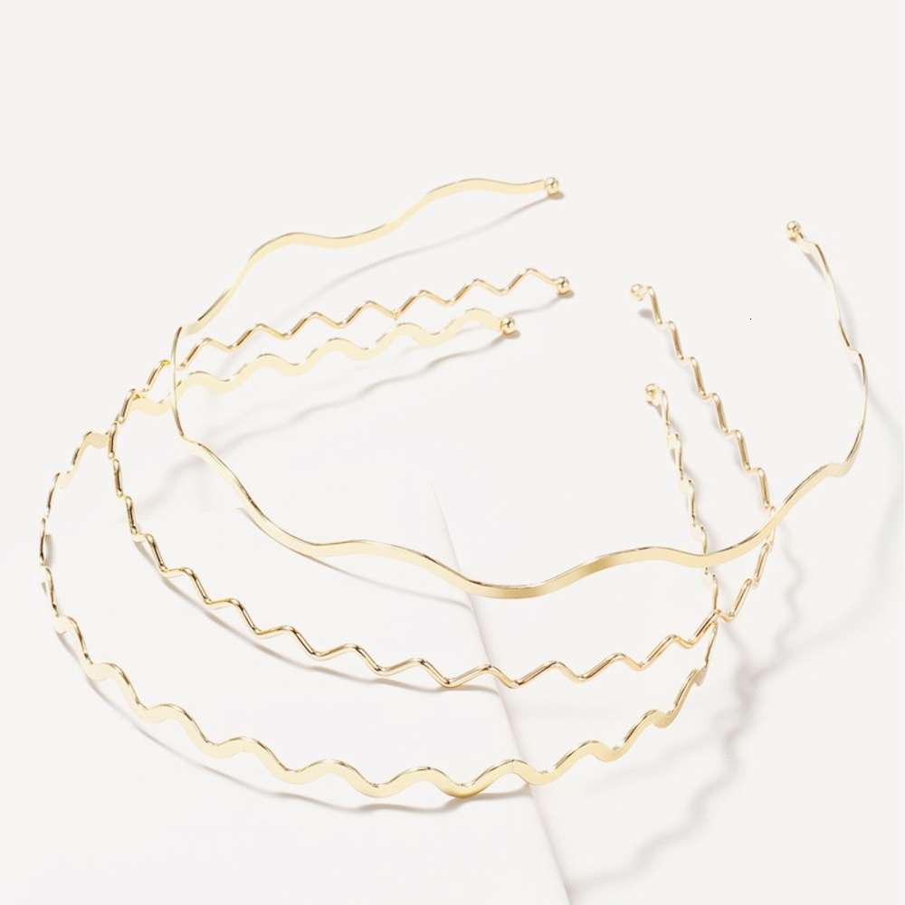 Metal wave golden women&#039;s simple and versatile, practical bangs hairband, fashion headband for going out-image-695852983