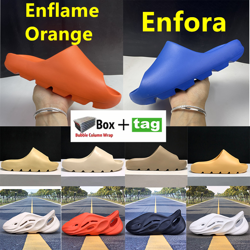 

Cool Summer slide Enflame Orange Enfora slippers dark desert bone resin men women shoes earth brown foam runner triple black sneakers with box, 13- bubble wrap packaging