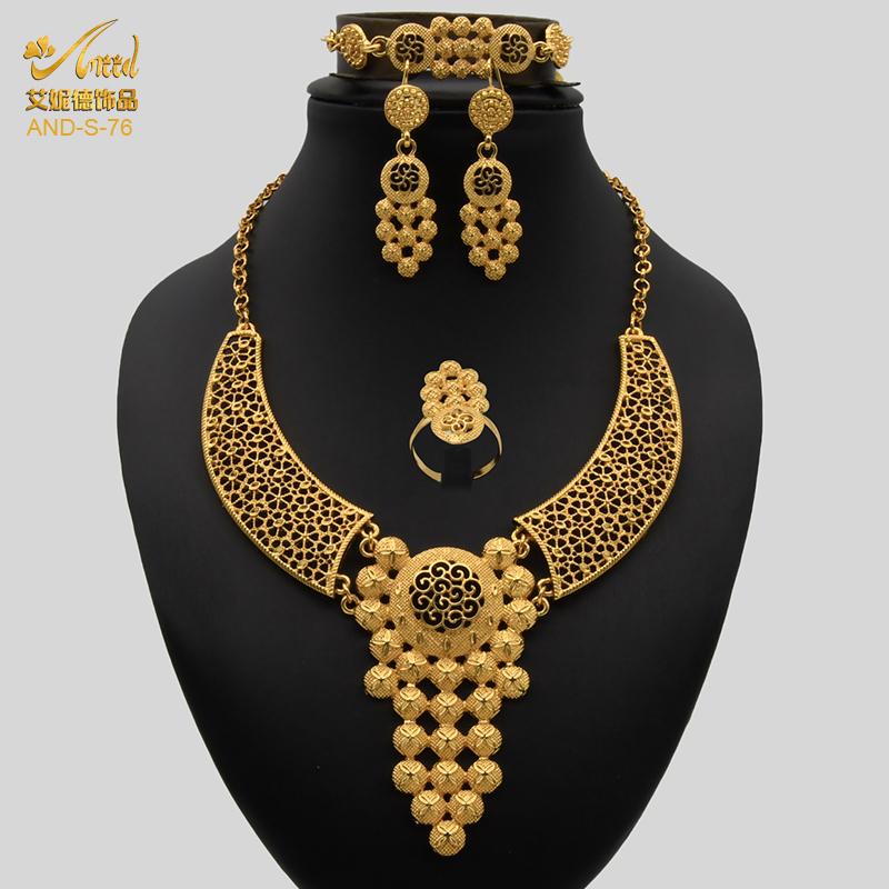 

Earrings & Necklace ANIID Jewelery Sets Arab Bridal Gold Plated Jewellery Gifts Earring African Woman Wedding Jewelry Jewelries Nigeria, As pic