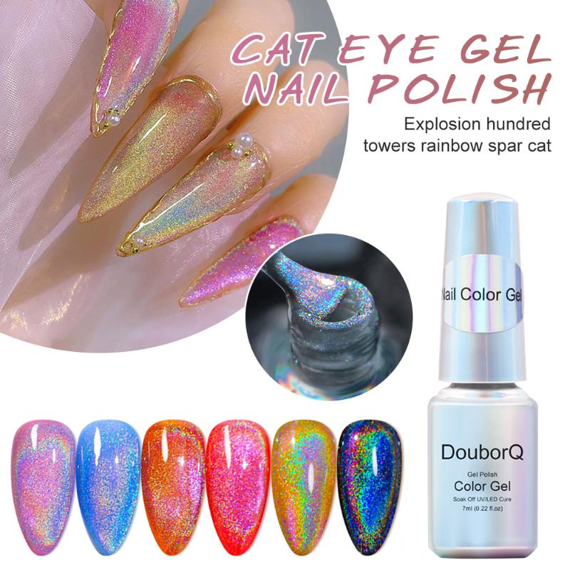 

Nail Gel 7ml Reflective Glitter Polish Winter Color Sparkling Sequins Soak Off UV Varnish Cat Eye Art Decoration, Red;pink