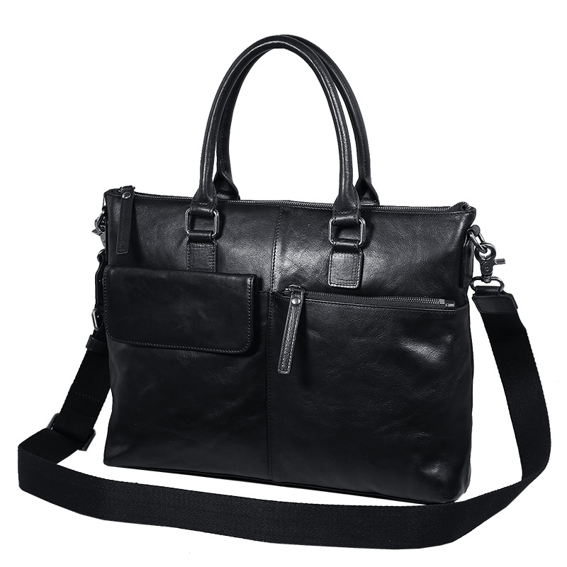 

Leisure business top briefcase computer document hand leather one shoulder men's bag, Clear