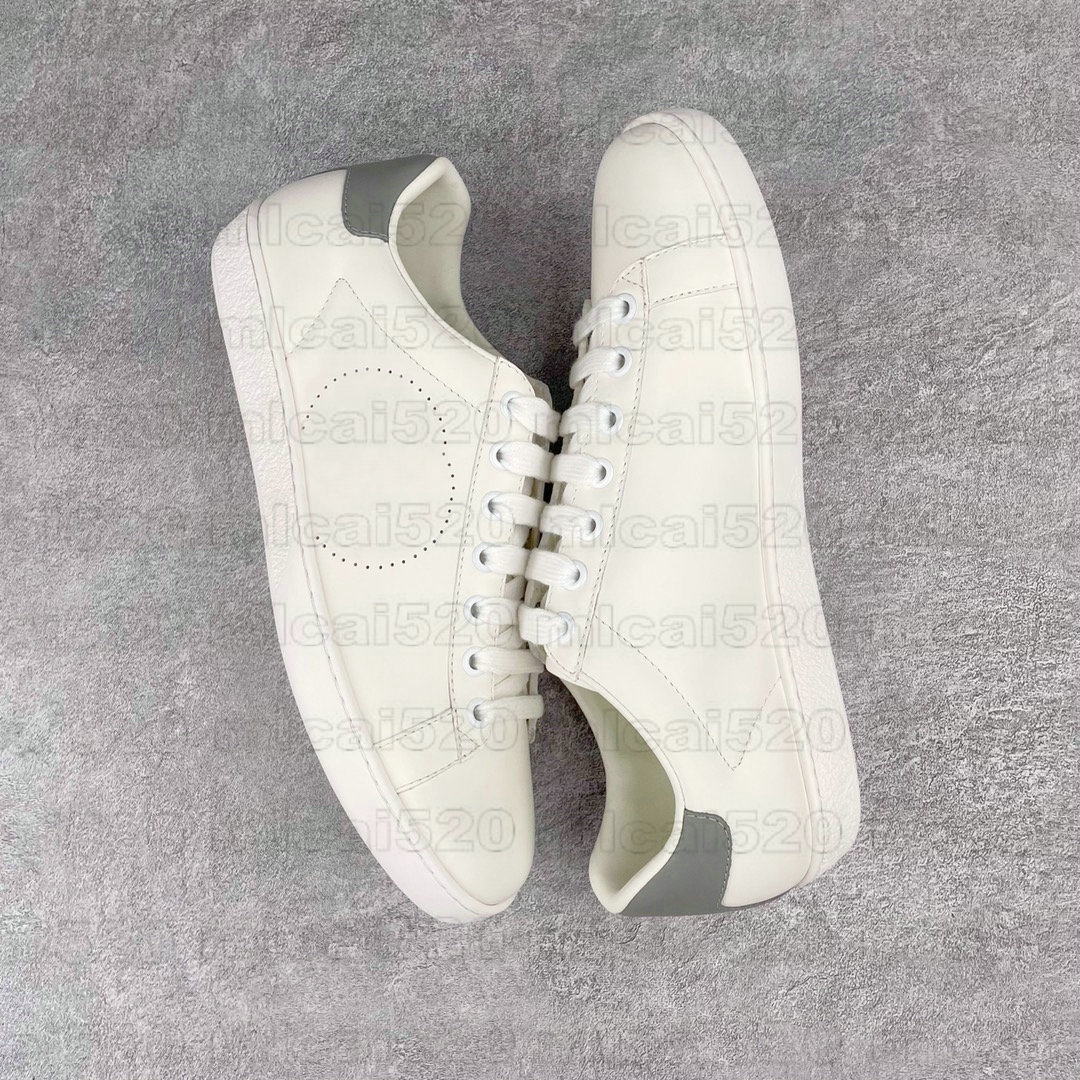 

Ace Embroidered White Leather Skate Shoes Webbing-trimmed Sneakers Low Top Luxurys Designer Trainers Men Women Web stripping Casual Shoe, Others