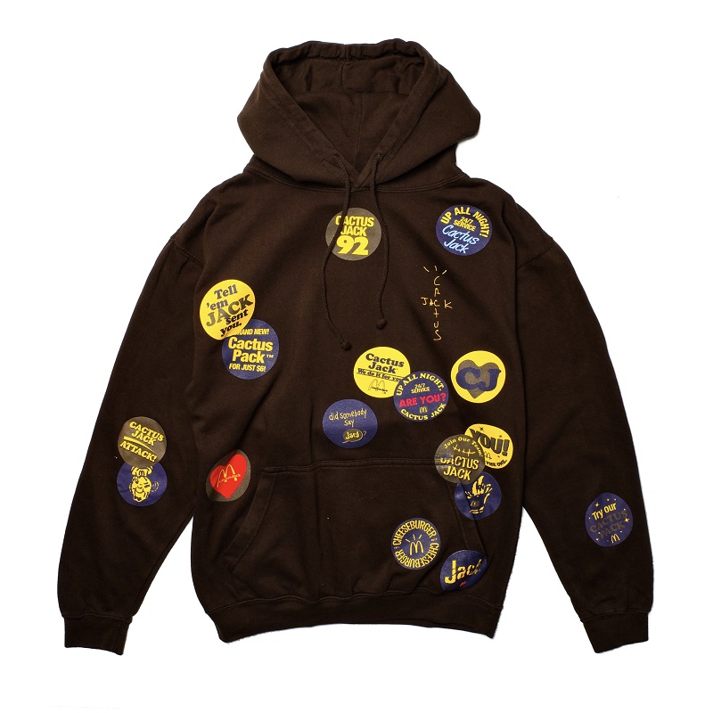 

21ss Ins Unisex Hip Hop Stars Travis Hoodie Fast Food Restaurant Collaborate cactus jack Sticker Bomb Skateboard Men Women Hooded Sweatshirt, Black