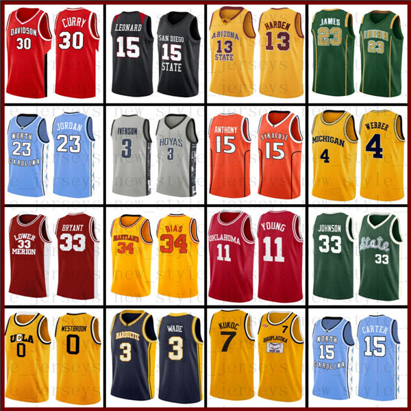 

NCAA North Carolina Lebron Kevin Harden Durant James Basketball Jerseys Johnson Stephen Michael Carlton Allen Iverson Curry Westbrook Dwyane Vince Wade Carter z4, Men-ncaa