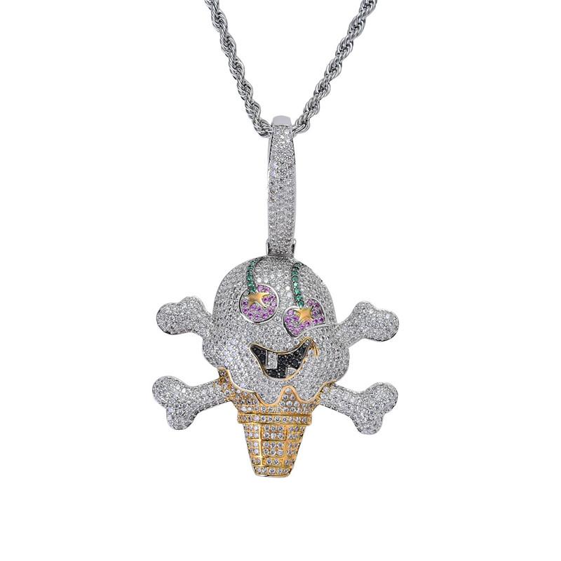 

Pendant Necklaces Hip Hop Jewelry Pirate Skull Cream Necklace Fashion Cubic Zircon Rock Mens