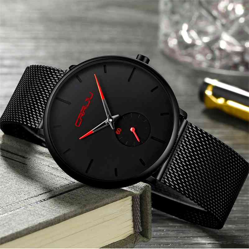 

Crrju watch men Top Brand Luxury Quartz watch Casual quartz-watch stainless steel Mesh strap ultra thin clock male Relog 210517, Silver white