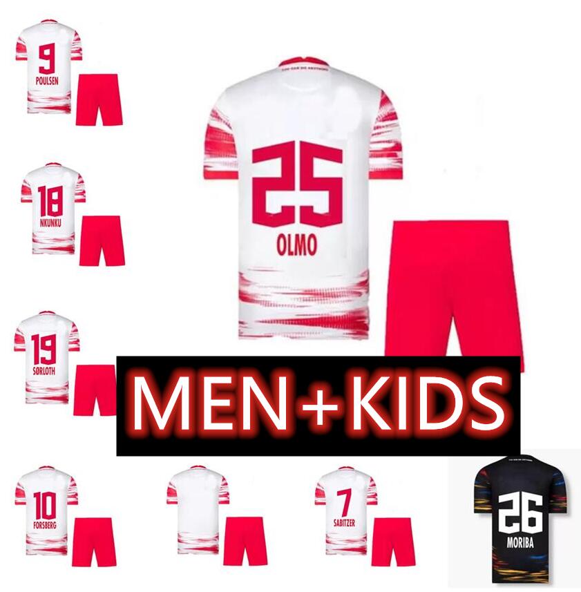 

21/22 kids kit RBL Leipziges Soccer Jerseys 2021 POULSEN FORSBERG HEE CHAN SABITZER UPAMECANO SZOBOSZLAI KLUIVERT football shirt uniforms, Black