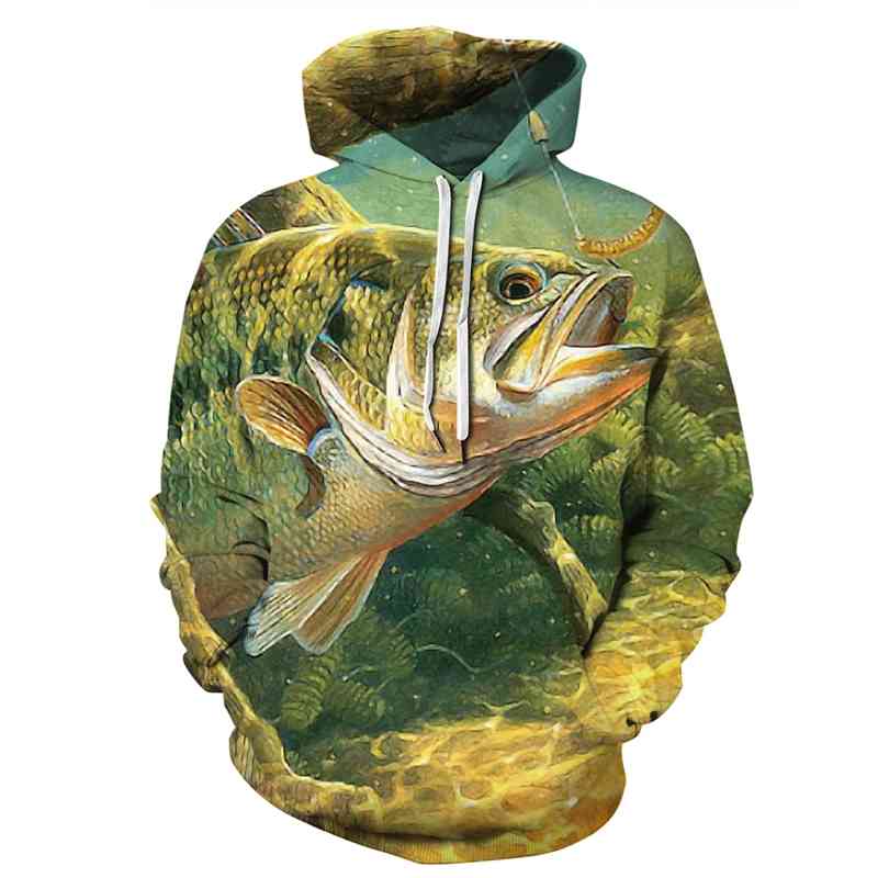 

2020 undersea fish series 3D digital printing hooded couple sweater, Black
