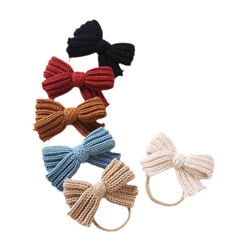 

Girls Hair Accessories Baby Headbands Bows Kids Head Bands Autumn Winter Headdress Bow Knitting Wool Nylon Newborn B8875, Multi-color