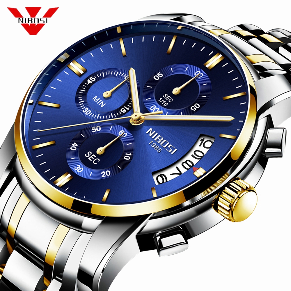 

NIBOSI Watch Men Top Brand Luxury Blue Male Automatic Date Quartz Mens Watches Waterproof Sport Watch Clock Relogio Masculinog