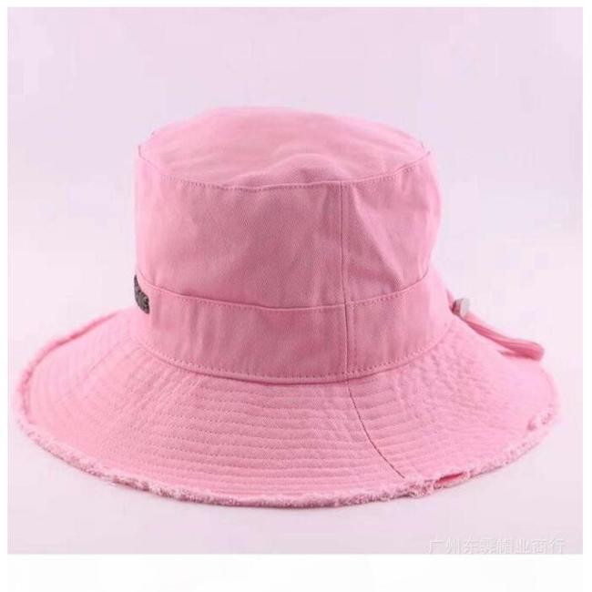 

Summer Women's Bucket Hats Raw E Canvas Drawstring Women Sun Khaki pink
