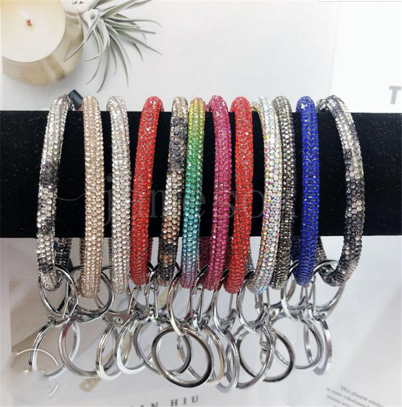 

Bliing Bling Girl Diamond Bracelet Keychain Party Wedding Gift BangleKey buckle Rhinestone Wristlet Circle Wrist Strap DB751
