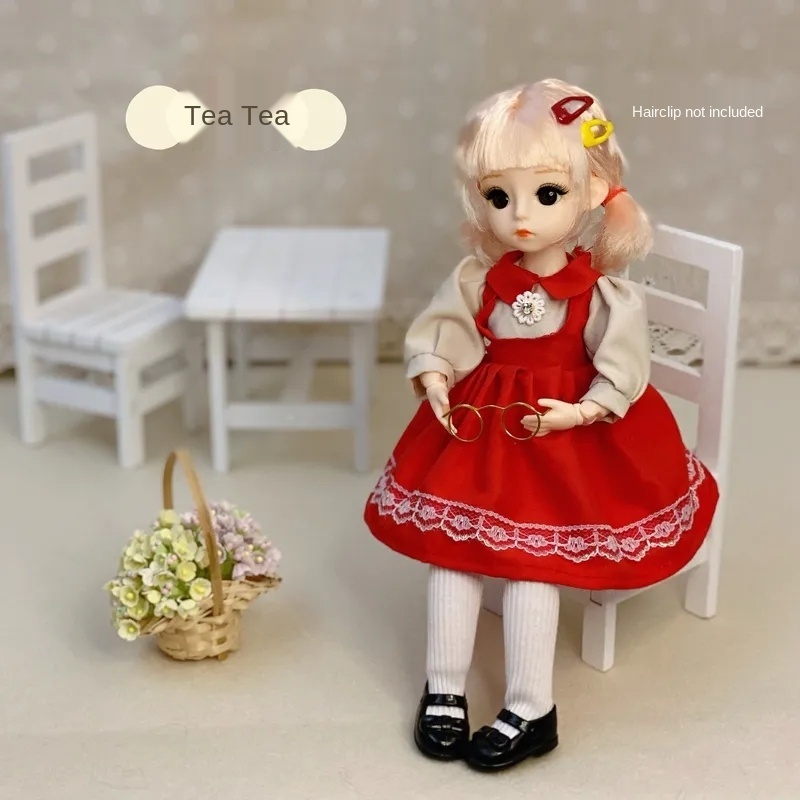 

New Arrival 13 Moveable Jointed 16cm Dolls 1/12 Bjd Doll Dress Up with Clothes Shoes Glasses Dolls Toy for Girls Gift