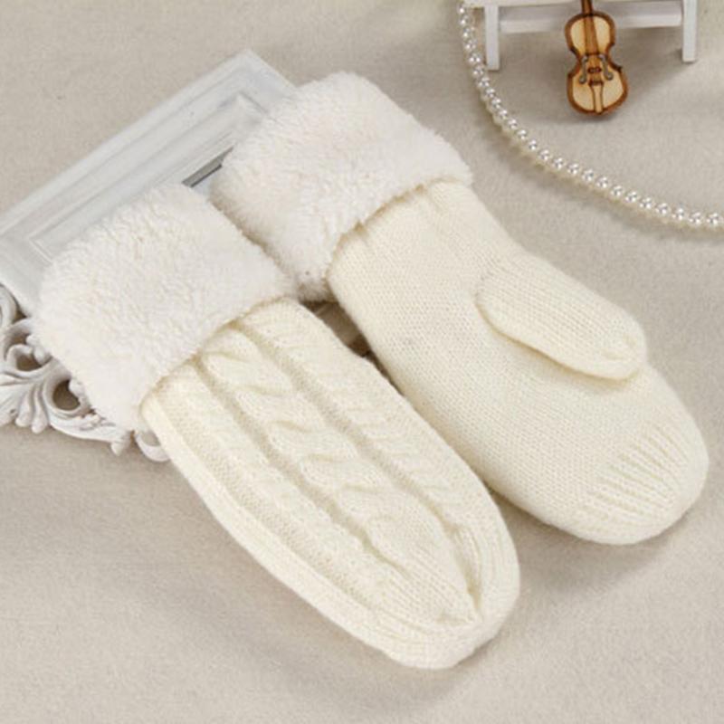 

Five Fingers Gloves Fashion Mittens Women Warm Winter Knitted Cashmere Twisted