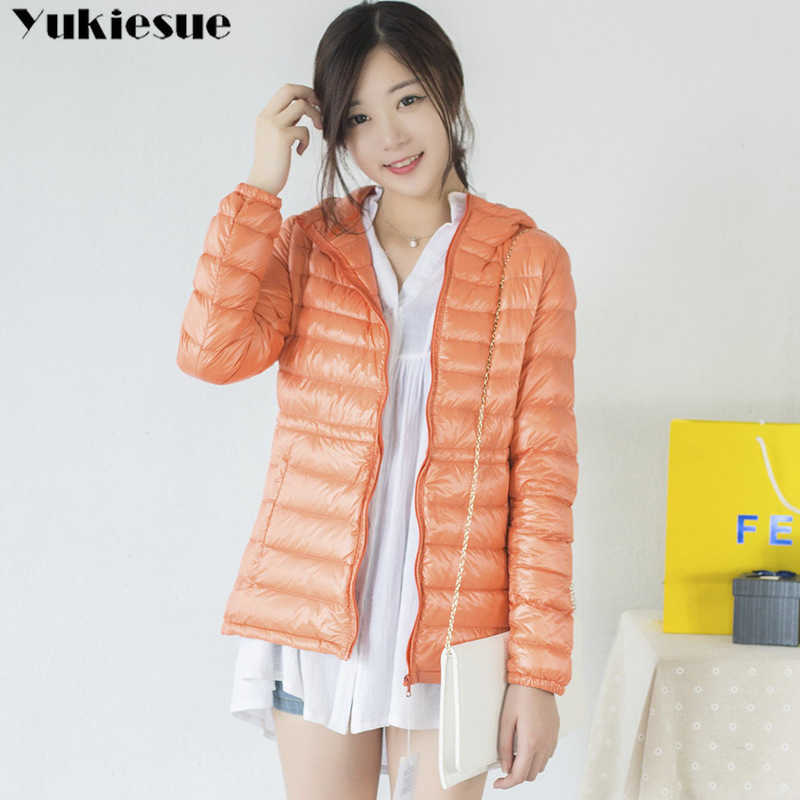 

Spring Winter Women Ultra Light Down Jacket Casual Female Portable 90%white duck feather Coat Jackets Lightweight womens Parkas 210608, Orange