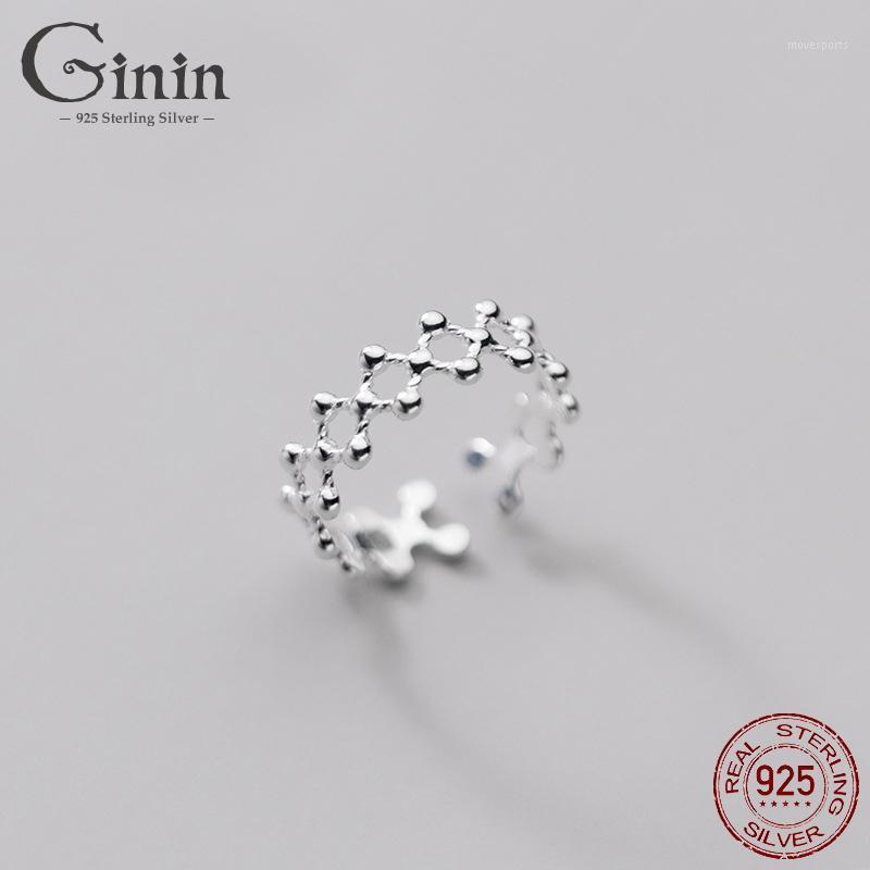 

Cluster Rings Ginin 925 Sterling Silver Korean Simple Hollow Mesh Geometric Ring For Women Temperament Elegant Light Beads Finger Jewelry1