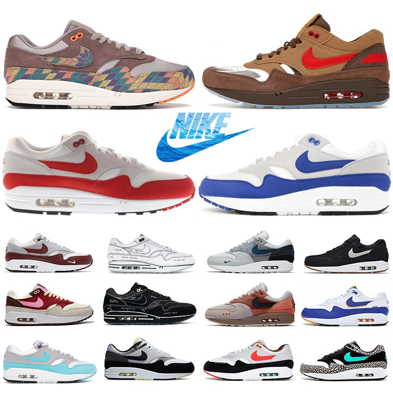 

air max 1 University Blue men women Running Shoes Sneakers airmax One Anniversary royal Patch Parra Bred Elephant Atomic Teal mens Outdoor Sports Trainer, Box