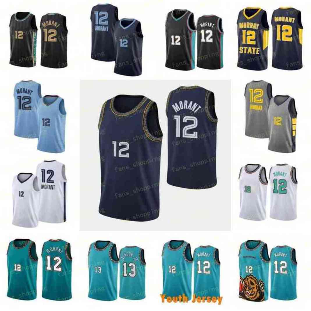 

Men Ja Morant Basketball Jersey 12 College Murray State Racers For Sport Fans Old Vancouver Turquoise Green PRO Black Navy Blue White Grey 75th anniversary, As