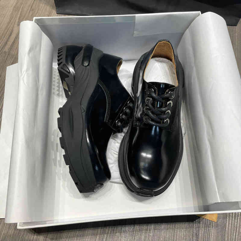 

dress shoes mm6 leather thick-soled increased women's new british retro single patent all-match loafers zgqu, Black