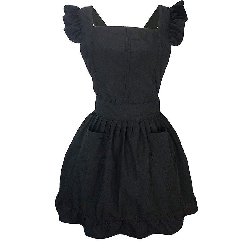 

Cute Lovely Cotton Retro Kitchen Cooking Aprons For Women Girls Vintage Baking Sexy Victorian Apron With Pockets 210418