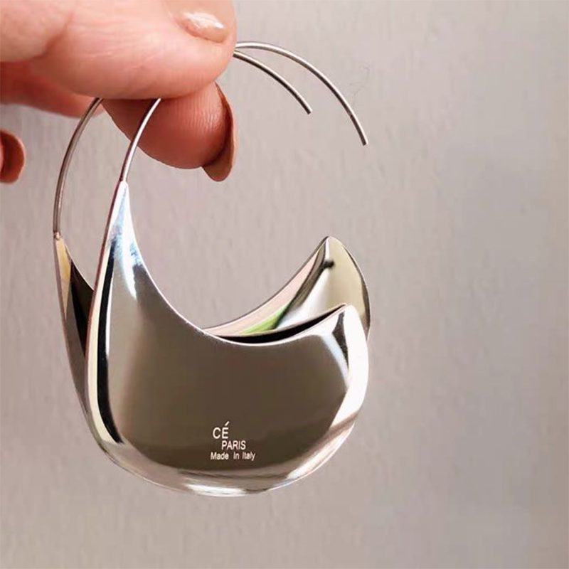 

2 Color Earrings Women Luxury Mirror Mirror Metal Bag Shape Personalized Luxury Fashion Earring Gold Silver Designer Hoop Earring D2109254HL