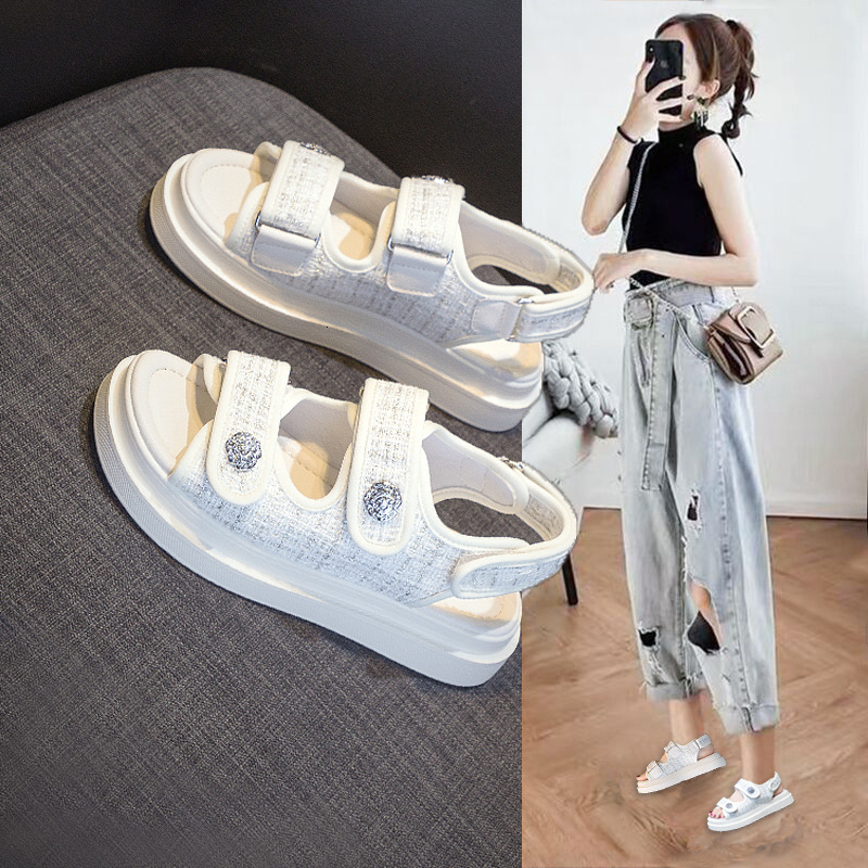 

Dad Sports Sandals Fairy Style Summer Casual Flat Bottomed Shoes, Black