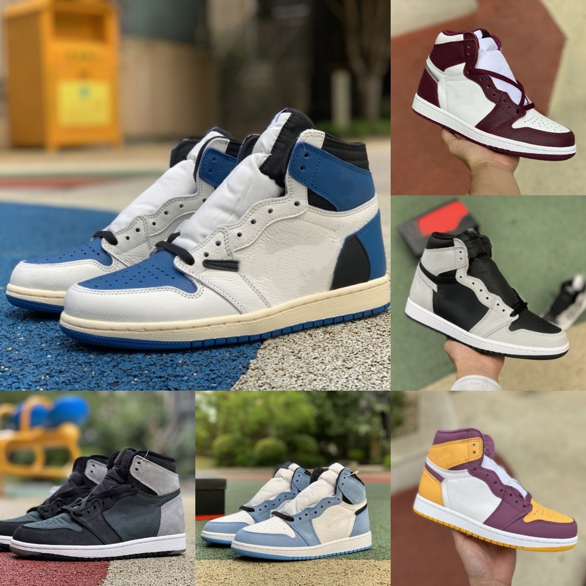 

Jumpman 1 1s Basketball Shoes Men Women Fragment JORDÁN Bordeaux Element Gore-Tex Bred Patent Unc UNIVERSITY BLUE Hyper Royal DARK MOCHA Bio