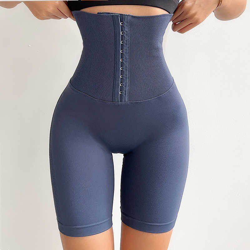 

WOMENGAGA Girl Corset skinny Pant' High Waist Tight Hip Lifting Plastic Quick Drying 5-point Fitness Leggings Korean 4JW 210603, Atmospheric black