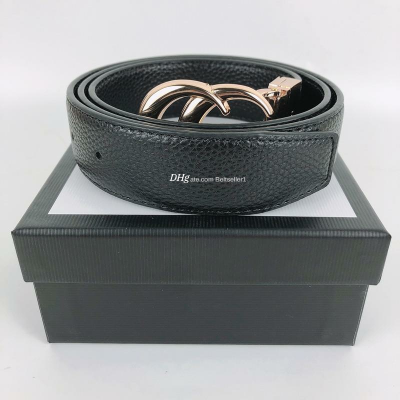 

2021 Fashion Big buckle genuine leather belt with box designer men women high quality mens belts, 3.3cm
