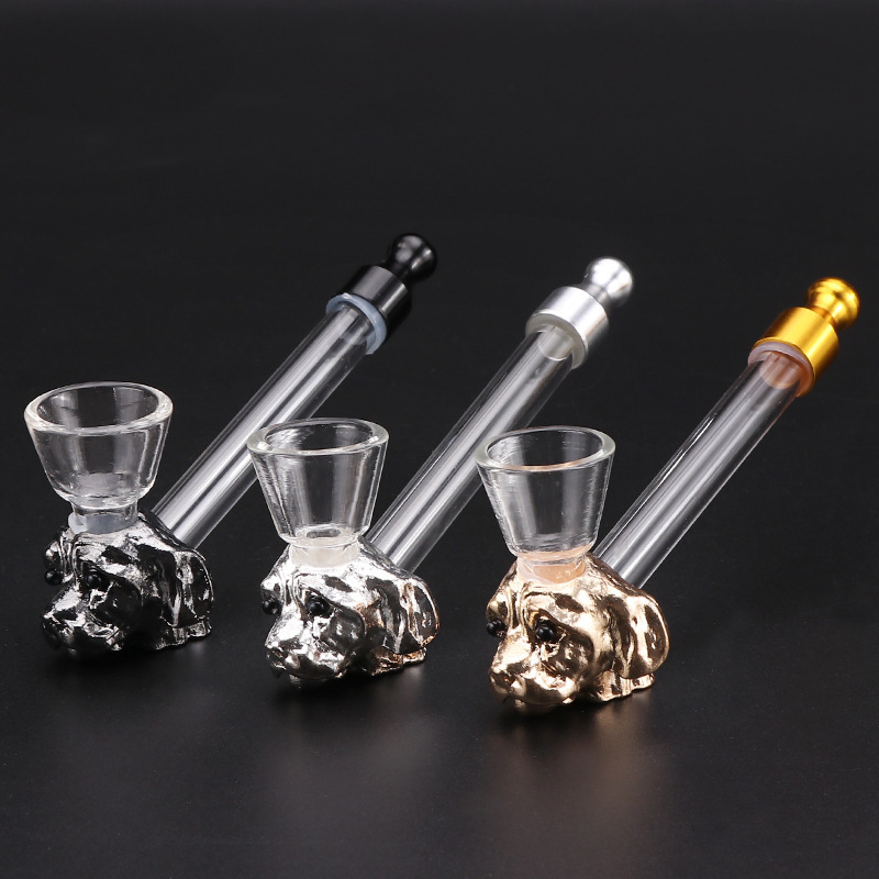 

Metal dog head glass pipes damage compensation removable cleanings