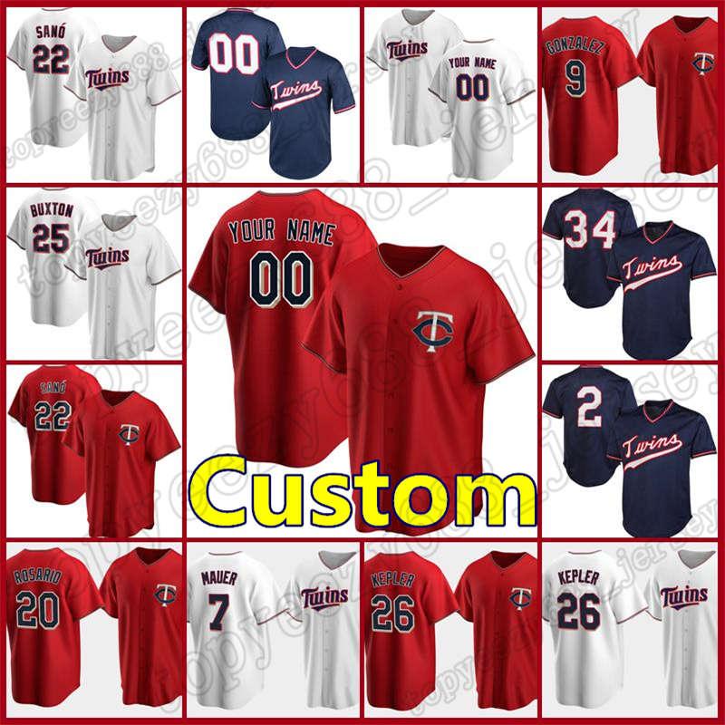 

22 Miguel Sano Minnesota Custom Twins Jerseys 25 Byron Buxton 11 Jorge Polanco Baseball 34 Kirby Puckett Eddie Rosario Andrelton Simmons, Blue;black