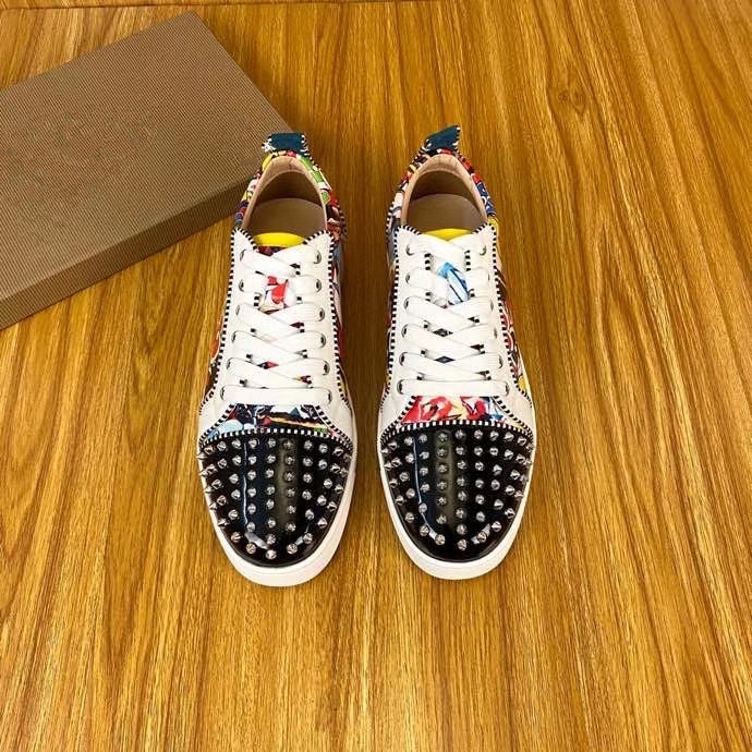 

2021 MEN Sneakers Neoprene Red Bottom's Red Bottom Low Cut Spikes Flats Shoes For Men Women Leather Sneakers Casual High Quality Shoe's 35-46, 2 no box