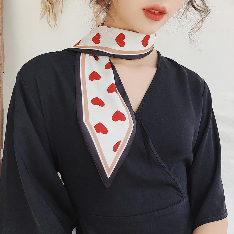 

Spring And Autumn Silk Scarf Women Long Thin Ribbon Women's Sweet Polka Dot Decorative Neckerchief Multi-Function Tie Bag Scarves, Blue;gray