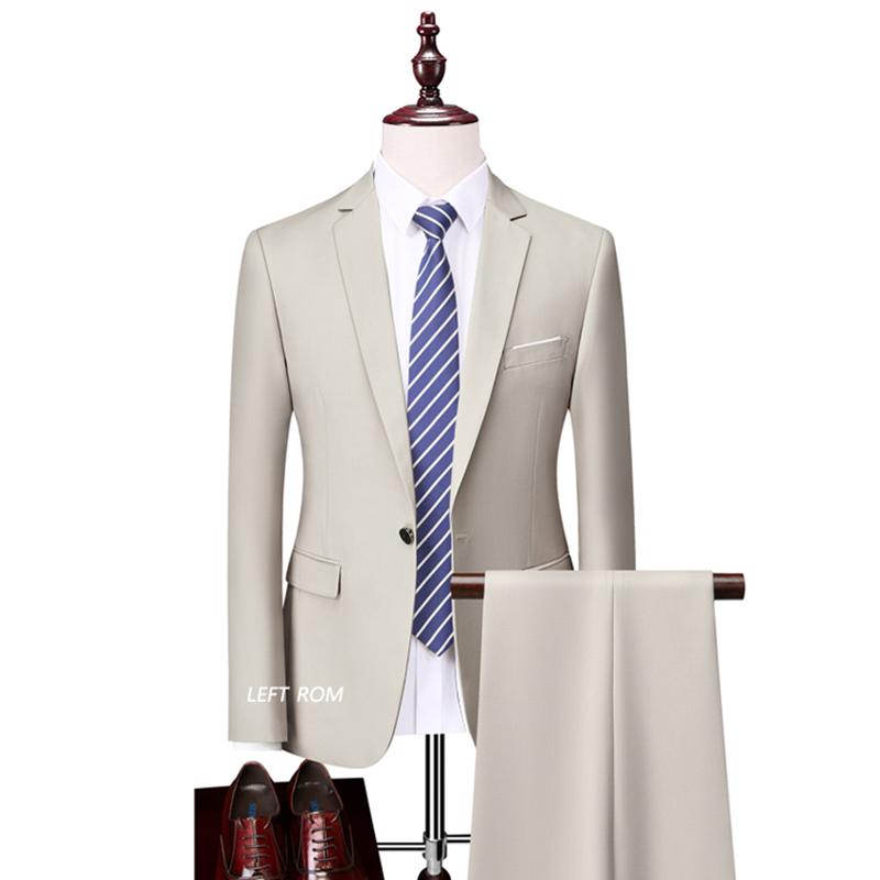 

Men's Suits & Blazers ( Jacket + Pants ) Groom Wedding Dress Banquet Party Mens Formal Business Suit 3Pces Set Male Slim Solid Color, White;black