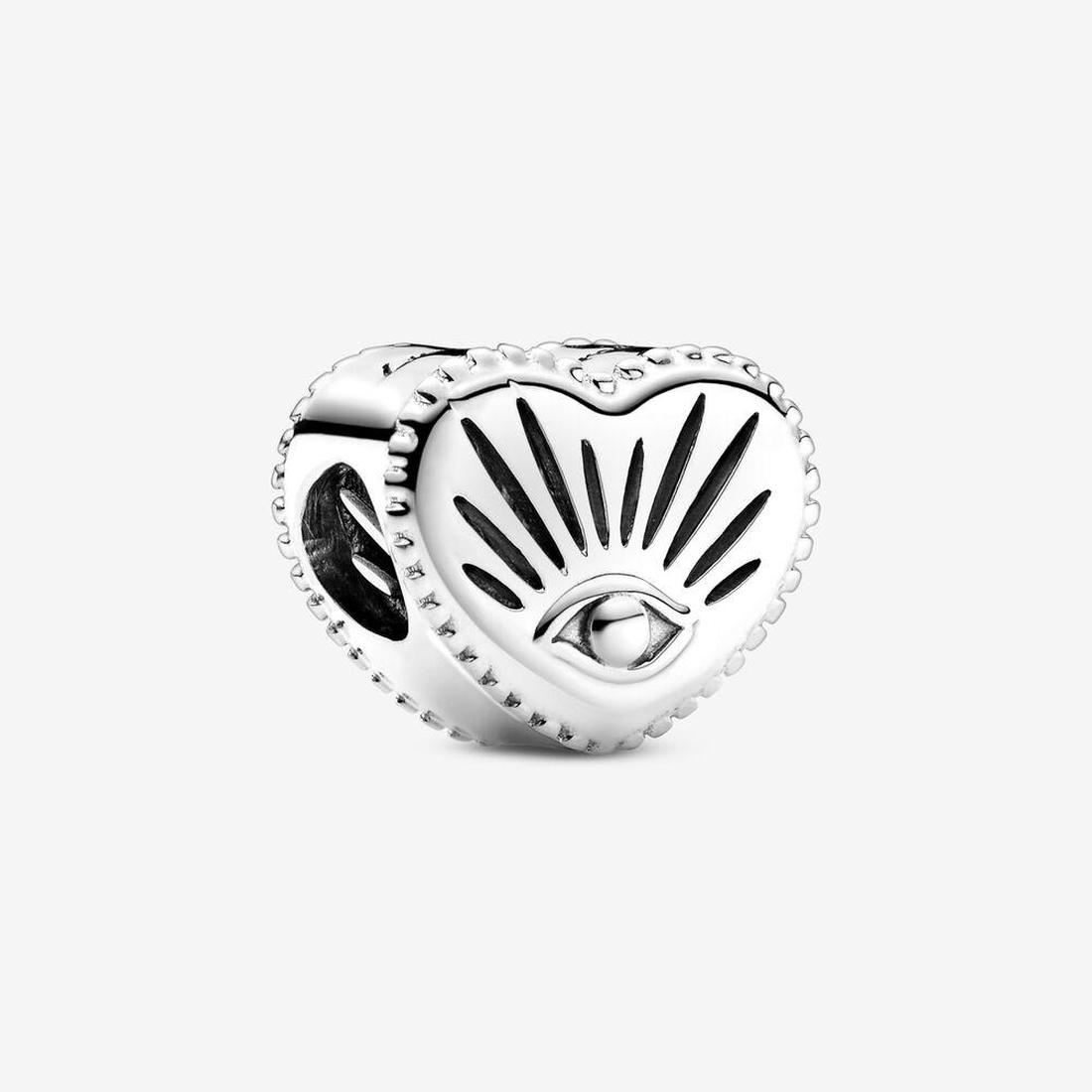 

Authentic 925 Silver Beads Bracelets All-seeing Eye & Heart Charm Slide Bead Charms Fits European Pandora Style Jewelry Bracelets Murano, Bronze;silver
