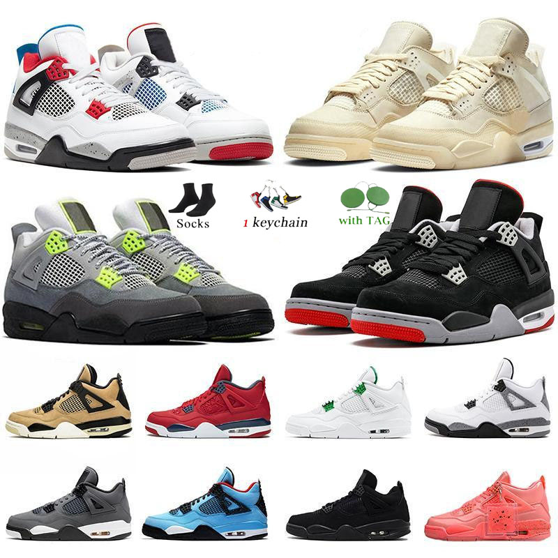 

Jumpman Womens Mens Basketball Shoes 4 4s Shoes SIZE 36-46 2021Top Quality Fire Red Bred Hot Punch Black Cat Trainers Women Sneakers
